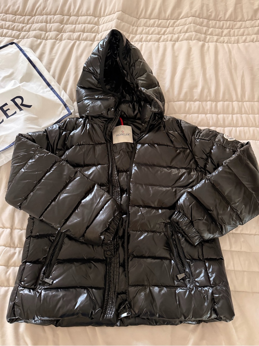 Moncler Glossy Black Hooded Puffer Jacket